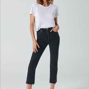 Denim Forum. The Arlo High Rise Straight in black